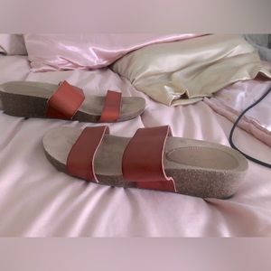 Womens 6.5 brown wedge sandal, slide, boho